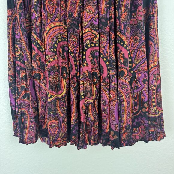 Vintage Nygard Collection Silk Floral Paisley Pleated Pull On Midi Skirt S/M - Picture 6 of 16